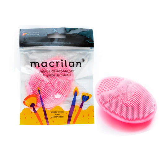 Esponja para Limpeza de Pincéis Silicone Macrilan cor:Rosa (CP-01-Rosa)