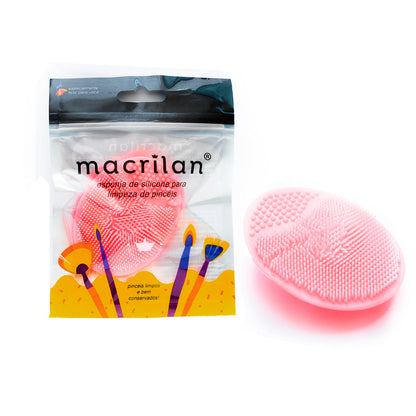 Esponja para Limpeza de Pincéis Silicone Macrilan cor:Rosa (CP-01-Rosa)